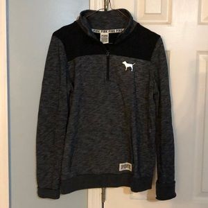 VS PINK charcoal grey/black quarter zip